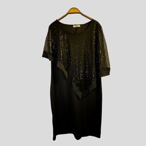 Nemidor Black Sequin Overlay Dress Size 2X